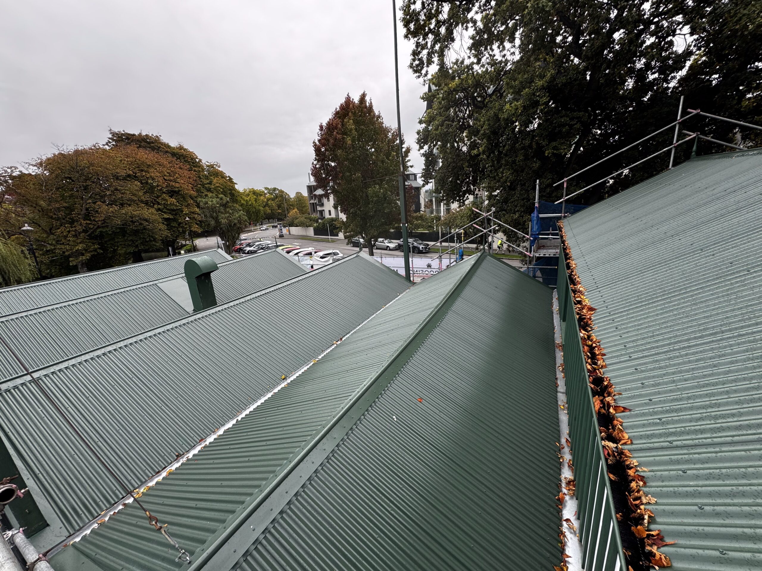 Commercial roof repair on the Antigua building