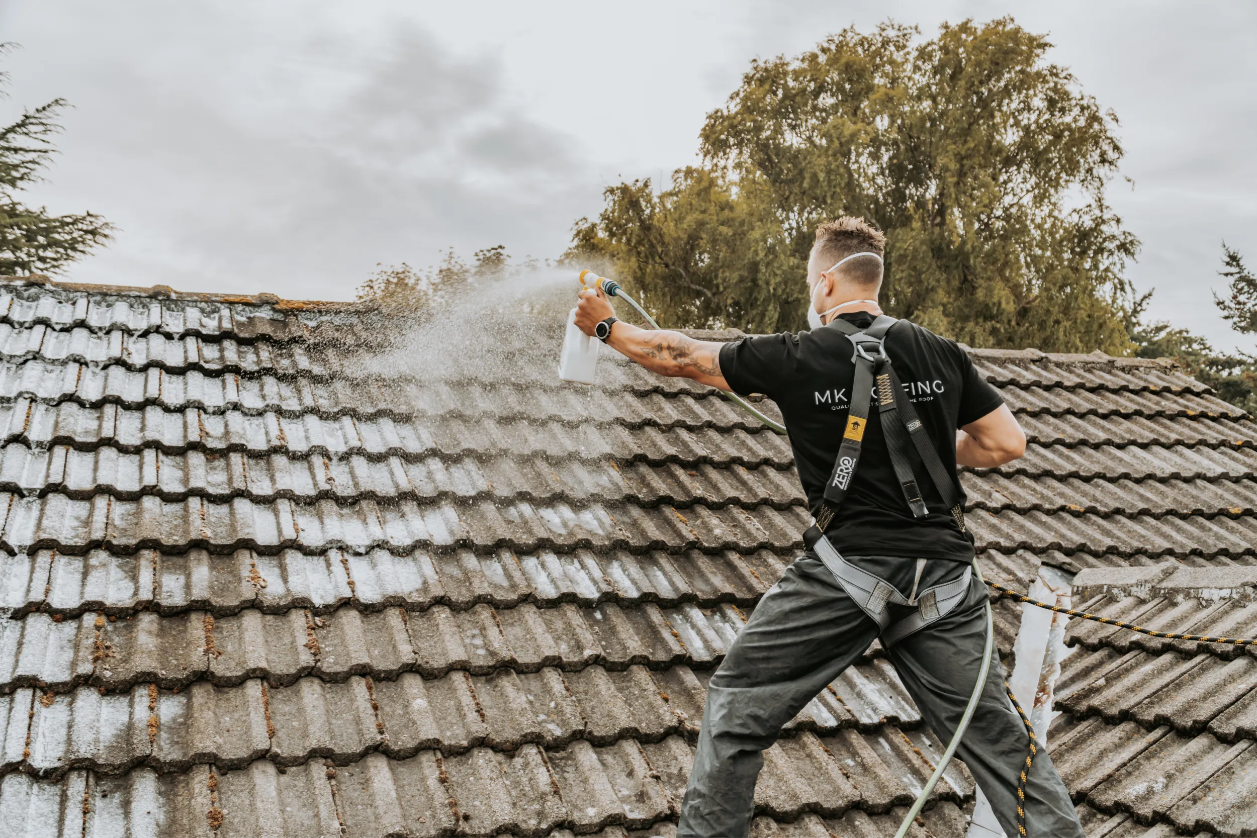 Roof cleaning to remove moss