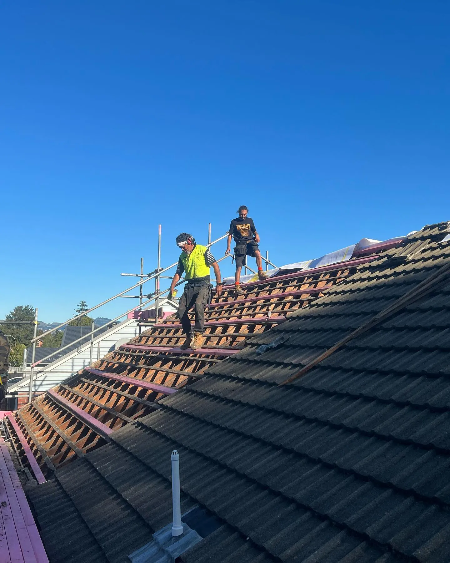 Roof repairs and maintenance in progress